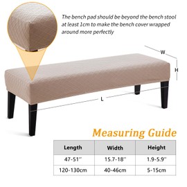 Fuloon Waterproof Dining Bench Cover, Removable Bench Slipcover Washable Bench Seat Protector Cover for Living Room, Bedroom, Kitchen (Khaki)