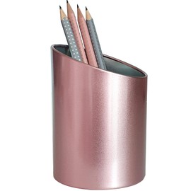 Produco Metal Mesh Diagonal Pen Pencil Brush Cup Holder Stand for Office Desk, Rose Gold, Pink