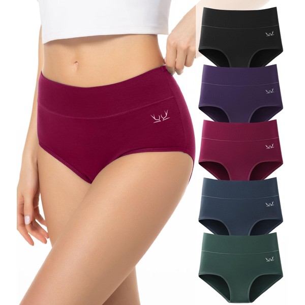 RUIXUE Women's Underwear High Waisted Ladies Cotton Panties Breathable Stretch