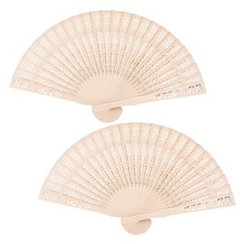 KIPTVO 2PCS Wooden Folding Fan, Vintage Handheld Fan Folding, Sandalwood Fan Handheld Folding, Wooden Wedding Fan Ornament Chinese Fan Wood Hand Fans