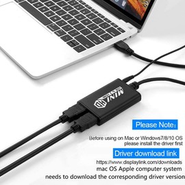 USB to Dual HDMI Adapter with Audio Output Compatible with Windows7/8/8.1/10 Mac Chrome System Support up to 1080P@60Hz Resolution Output