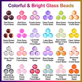 XSEINO About 1200PCS 6mm Glass Beads Bracelet Making Kit,24 Assorted Crack Series Colorful Crystal Beads for Bracelet and Jewelry Making and DIY Crafts,Friendship Bracelets
