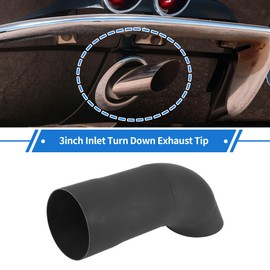 Motoforti 2.99" ID Inlet Turn Down Exhaust Tip T304 Stainless Steel Surface Blasting Mandrel Bend Elbow Tube 9.06" 230mm Overall Length Black