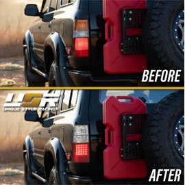 USR DEPO FJ80 Tail Lights - Plug and Play Rear LED Tail Lamps Set (Left + Right) Compatible with 1991-1997 Toyota Land Cruiser 80 FJ82 (Red/Clear Lens with Amber Bulbs)