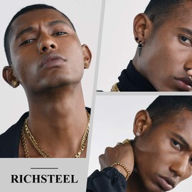 Barbell Earrings, Dumbbell Shape Stud Earring Set, 3 Pairs Set(4MM/6MM/8MM Wide), Gift For Father, Black Plated Stainless Steel Ear Stud Jewellery Men Earrings (Gift Package)