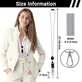 Segus Lanyard Safety Clasp, 1 Piece Keyring with Strap, Lanyard Key with Removable Buckle, Lanyards with Carabiner for Outdoor Activities (Grey)