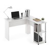 Furinno Abbott L-Shape Computer Desk with Stainless Steel Tubes Bookshelf,