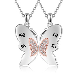 VONALA 925 Sterling Silver Mother Daughter / Sister / Yin Yang Chains for 2 Matching Necklaces Pendant Matching Jewellery Mother's Day Gifts for Women Mom, Sterling Silver, Cubic Zirconia