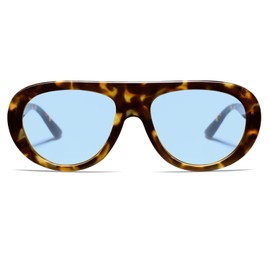 VANLINKER Retro Aviator Sunglasses for Women Chic Classic 70s Vintage Trendy 2025 Chunky Sun Glasses VL9865,Tortoise/Blue