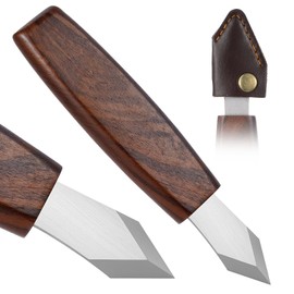 YBEATY Marking Knife with Leather Sheath, Carving Woodworking Scribing Knife Premium Quality Double Beveled Sharp Blade Professional Wooden Handle Striking Cutter Wood Marking Scribe Gauge Tool