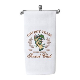 WCGXKO Western Bachelorette Gift Bridesmaid Bridal Party Gift Nashville Bach Western Dish Cloth Tea Towel (Social Club Rocks Towel CA)
