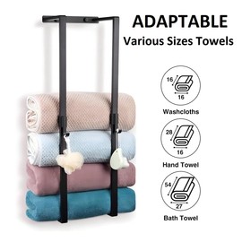 MANYHORSES wall mounted towel rack,Towel Racks for Bathroom,Bathroom Towel Storage,Metal Bath Towel Holder Organizer for Bathroom Wall (Black)