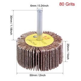 sourcing map 2 Inch Flap Wheels Shank Mounted Sanding Abrasive Wheel 80 Grits 5 Pcs