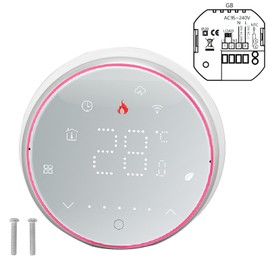 Wireless Smart Thermostat Accurate Programmable WiFi Thermostat Voice APP Control for Electric Heating AC95‑240V Round Base White