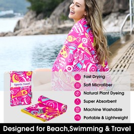 4Monster Microfiber Beach Towel Quick Dry,Super Absorbent Lightweight Travel Towel for Swimmers, Sand Free Camping Towel, Beach Towels for Pool,Swim,Water Sports,Yoga