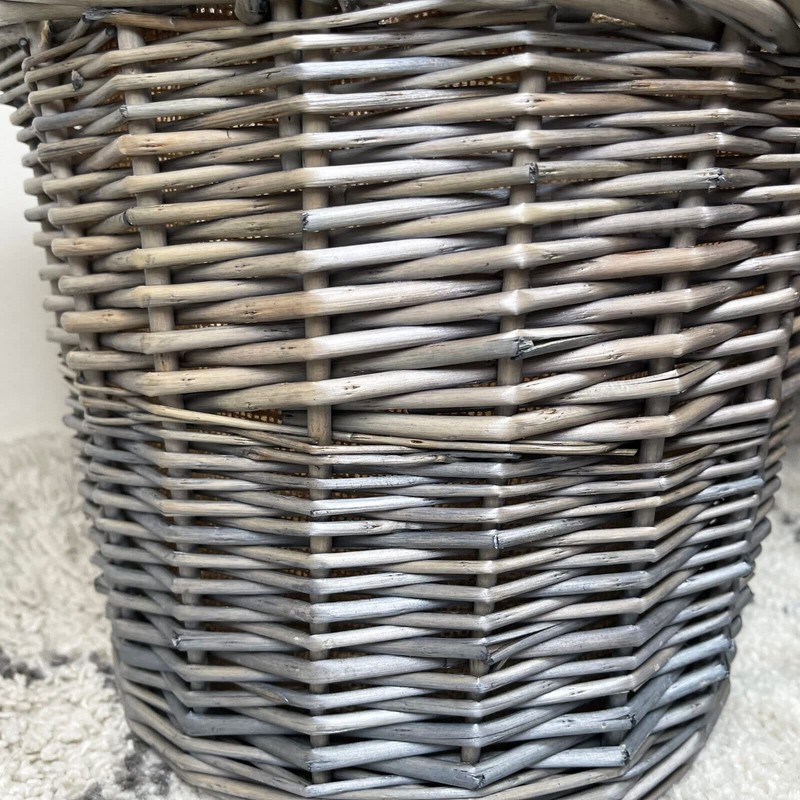 Wicker Lined Log Basket Classic Round Fireplace Storage Grey Woven
