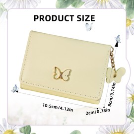 WisePoint Card Holder Wallet, PU Leather Credit Card Wallet for Women and Girls, Multi Card Slots Womens Wallet Cute Wallet with Butterfly Pendant for Shopping, Travel, Dating (Yellow)