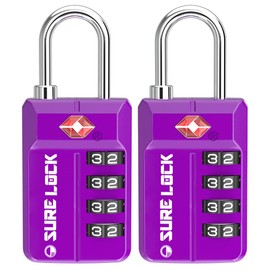 TSA Approved Travel Luggage Locks, Open Alert Combination Lock for School Office & Gym Locker,Toolbox, Pelican Case,Easy Read Dials- 1, 2 & 4 Pack (1, Dark Purple 2 Pack)
