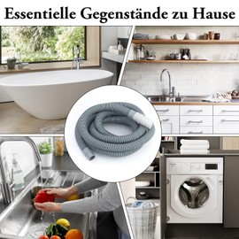 3 m Drain Hose Connection, 1/1.5/2/2.5/3/4/5/6/7 m Extension for Washing Machines, Washing Machine Hose, Hook and Hose Clamp, for Washing Machines, Dishwasher