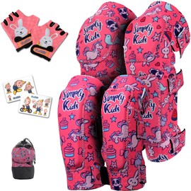 Soft-Style Kids Knee and Elbow Pads with Bike Gloves, Flexible Impact-Resistant Gear for Ages 2-11, Designed for Balance Bikes, Roller-Skating, and Skateboarding ((2nd Gen) Unicorn, Small)