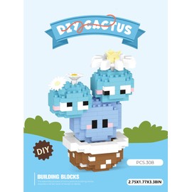 Jollcnoia Group Mini Cute Cactus Succulent Plants Bonsai Building Toy Potted Plant Blocks Particle Flower Botanical