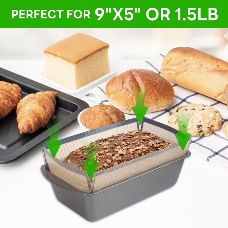 Silicone Bread Loaf Pan Liner(2-Pack) - Non-Stick and Reusable Bread