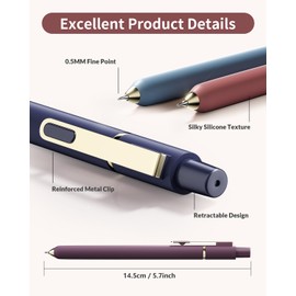 SUNEE Gel Pens, 6 Pack 0.5mm Pens Fine Point Smooth Writing Pens with Quick-Dry Black Ink, Cute Aesthetic School Office Note-Taking Pens for Journaling - Vintage