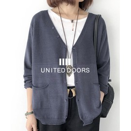Doors Women's Knit Cardigan Short, Casual, V-Neck, Overlay, Layered, Autumn, Winter, navy