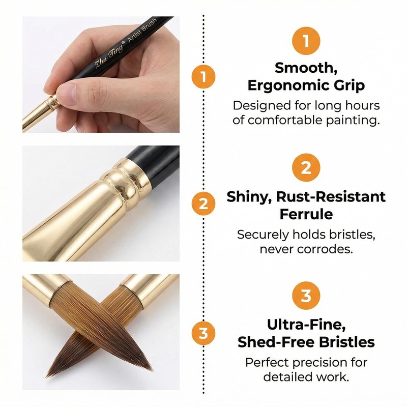 SULIKJHUI 12 Pcs Round Watercolor Brushes, Artist Watercolor Paint Brushes