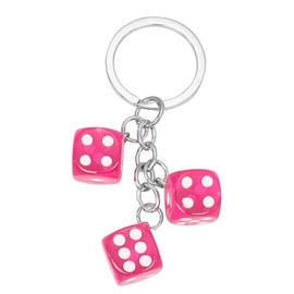 Dice Keychain Colorful Resin Dice Cube Key Chain for Women Bag Purse Wallet Car Keyring Jewelry-rose