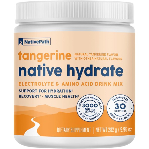 NativePath Native Hydrate, Zero Sugar, Electrolytes Powder with BCAAs, Tangerine