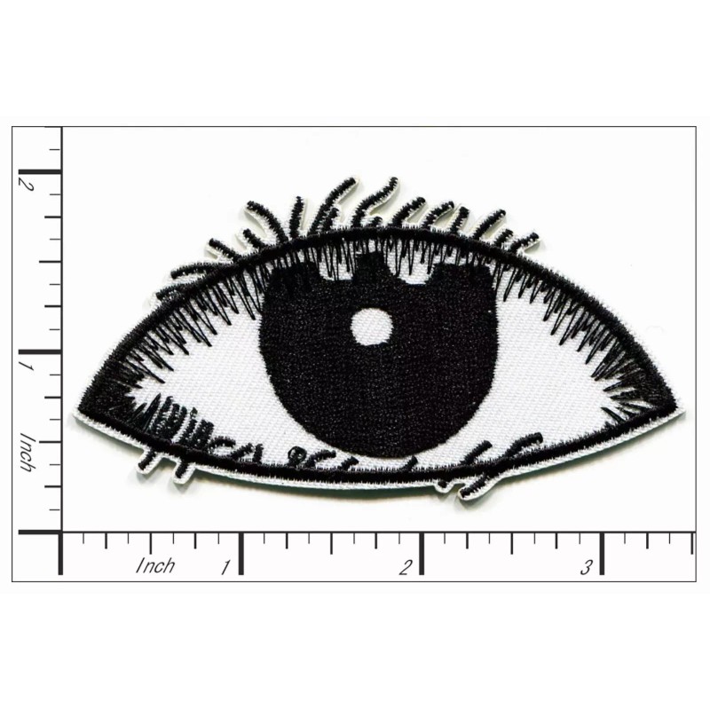 Patchwork Paradise Black and White Eye Embroidered Iron-On Patch –