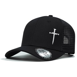 Christian Hats for Men Women,Jesus 3 Nail Cross Hat Christian Religious Gifts for Birthday/Christmas,Black