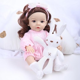 GAGAKU 30 cm Baby Doll with Hair, Doll from 1 2 3 4 5 6 Years, Vinyl Toy Doll with Accessories: Pink Clothes