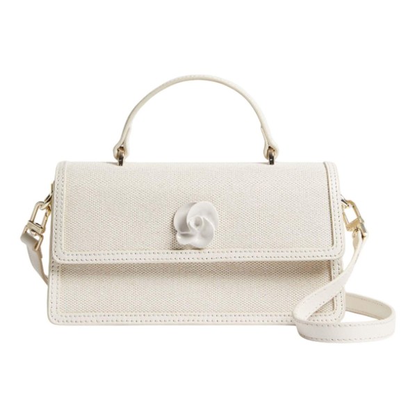 Ted Baker Audris Canvas Rose Hardware Elongated Bag Ecru, ecru