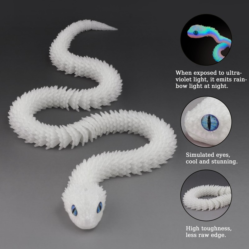 3D Printed Snake Animals Toys, Articulated Flexible 3D Printed Viper