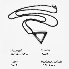 Ticome Mens Viking Necklace Jewellery Gifts for Men,Black Norwegian Rune Stainless Steel Geometric Twisted Triangle Pendant Jewelry Simple Dad Boyfriend Anniversary Father's Day Birthday Gift