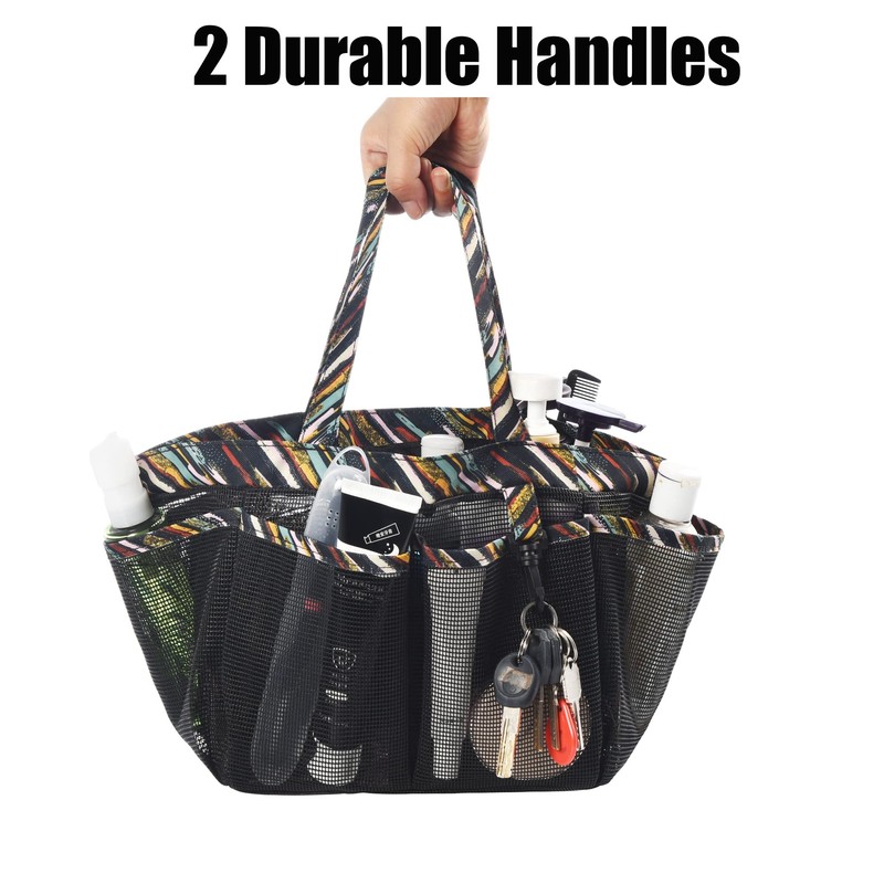 WEHUSE Portable Shower Caddy for College Dorm, Large Black Mesh