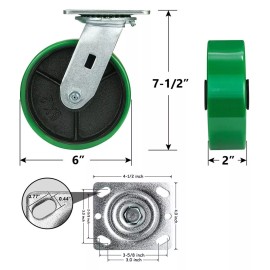 Syrantion 6 Inch Caster Wheels Heavy Duty,Capacity 1200-4800LB - 4 Pack Swivel