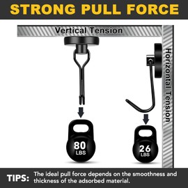 MIKEDE Black Strong Magnetic Hooks, 80LB+ Swivel Swing Magnetic Hooks Heavy Duty, Cruise Hooks Neodymium Magnets with Hooks for Hanging, Home, Metal Door, Office and Garage - Pack of 4