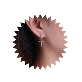 Atentuyi Boho Silver Crystal Cross Earrings Rhinestone Cross Dangle Earrings Small Cross Drop Earrings Tiny CZ Cross Stud Earrings Religious Crucifix Earrings Jewellery Women and Girls, Crystal
