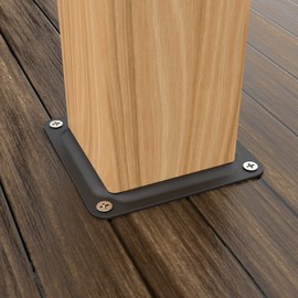 ForoGore 4" x 4" Wood Post Plate Connector, Powder-Coated Decking Post Base, Wood Fence Post Anchor Base, Deck Porch Railing Support Base(2 Pack)