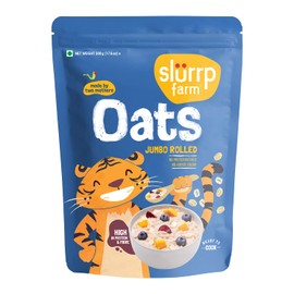 Slurrp Farm Jumbo Rolled Oats | High Fiber & Protein Whole Grain Oats | No Added Sugar, No Preservatives | Ideal for Breakfast Porridge, Overnight Oats & Baking | 17.64 Oz (500g)