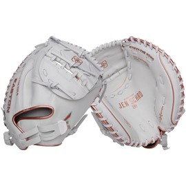 Easton | Elite Series Fastpitch Softball Catcher's Mitt | Jen Schroeder Model | 33" | Left Hand Throw | White/Rose Gold