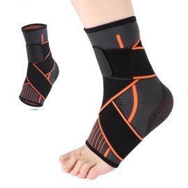 jjshund 1 x Ankle Brace, Adjustable Bandage Ankle, Breathable Ankle Brace Achilles Tendon Foot Bandage for Sports Protection, Strap Sprain Injury, Joint Pain (L)