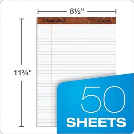 Tops TOPS 8.5 x 11 3/4 Legal Pads, 12 Pack, The Legal Pad Brand, Wide Ruled, White Paper, 50 Sheets Per Writing Pad, Made in the USA (7533)