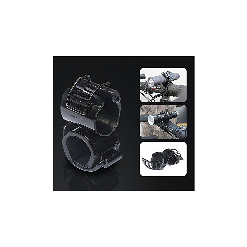 Black Wolf Bicycle Clip Holder / Compatible with Various Lights