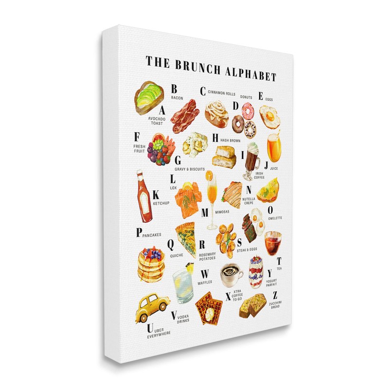 Stupell Industries The Brunch Alphabet Food Treats ABC Illustrations, Design