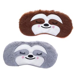 Baluue 2pcs Cartoon Animal Plush Sleep Masks for Soft Blackout Eye Masks with Light Blocking Adorable Design for Home Travel and Office Nap