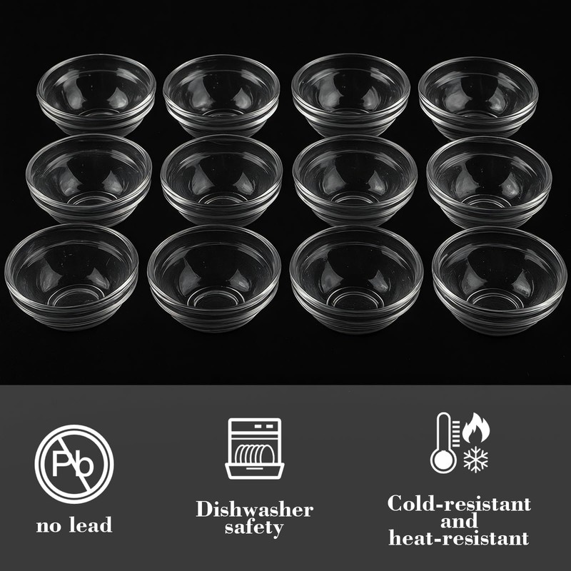 6 Pack Small Glass Bowls,Mini Glass Prep Bowls,2.5oz Small Ramekins,Stackable